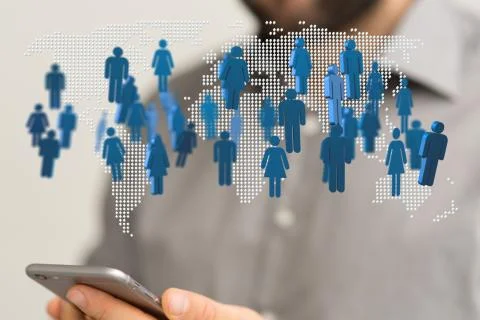 A  Big data visualization. Network connection structure network Foto stock