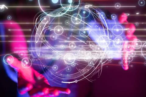 A Big data visualization. Network connection structure Foto stock