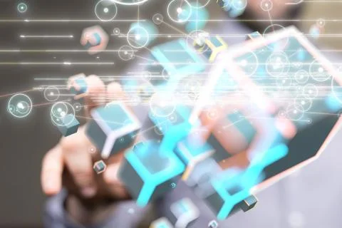 A Big data visualization. Network connection structure 스톡 사진