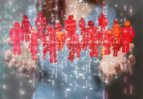 A Big data visualization. Network connection structure Stock Photos