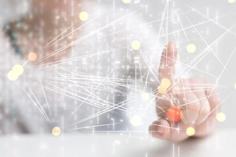 A Big data visualization. Network connection structure Stock Photos