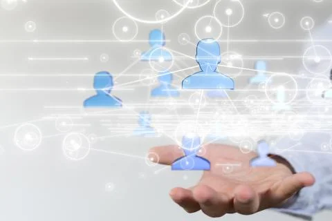 A Big data visualization. Network connection structure 스톡 사진