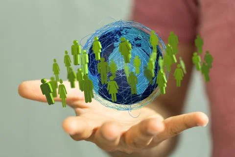 A  Big data visualization. Network connection structure network Foto stock