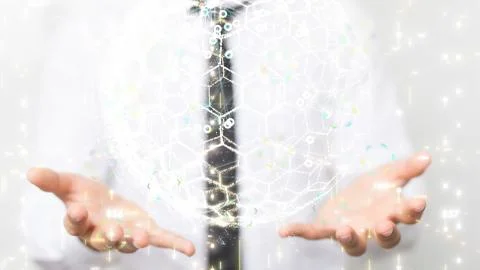 A Big data visualization. Network connection structure Stock Photos