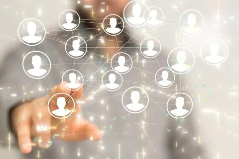 A Big data visualization. Network connection structure Stock Photos