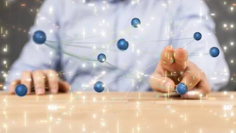 A Big data visualization. Network connection structure Foto stock