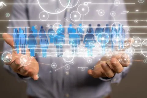 A Big data visualization. Network connection structure Foto stock