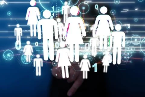 A Big data visualization. Network connection structure Stock Photos