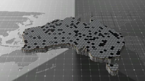 Big Data Visualization Over Australia Tech Map Animation Stock Footage 310369595