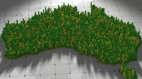 Big Data Visualization Over Australia Tech Map Animation Stock Footage 310370485