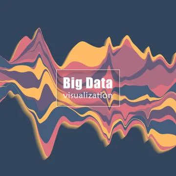 Big data visualization. Stream graph. Vector Illustration. 库存插图