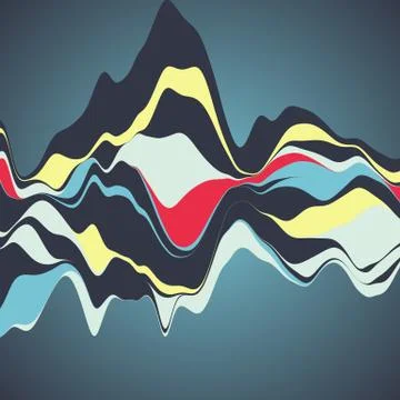 Big data visualization. Streamgraph. Futuristic infographic. Inf 스톡 일러스트
