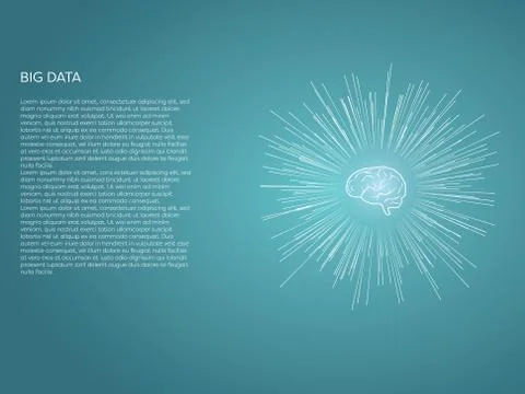 Big data visualization vector concept with brain as symbol of analysis. Data Stock Illustration