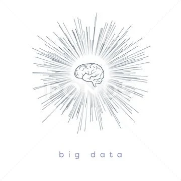Big data visualization vector concept with brain as symbol of analysis. Data Stock Illustration