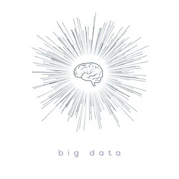 Big data visualization vector concept with brain as symbol of analysis. Data Stock Illustration