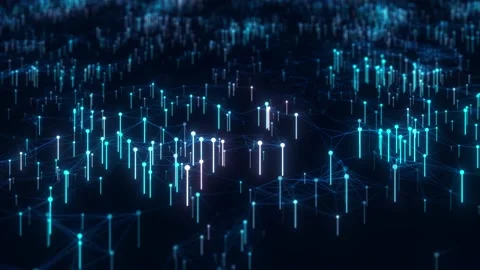 Big data visualization. Visual information. Computer code. Data networks. Stock-Footage 194447219