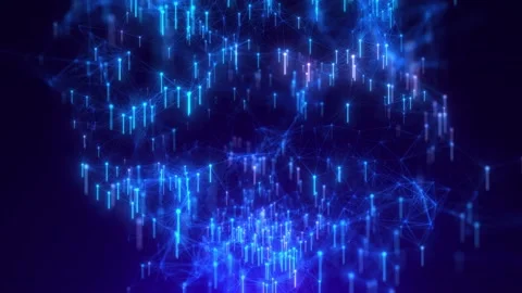 Big data visualization. Visual information. Computer code. Data networks. Stock-Footage 194447223