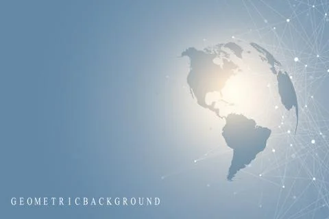 Big data visualization with a world globe. Abstract vector background with Stock Illustration