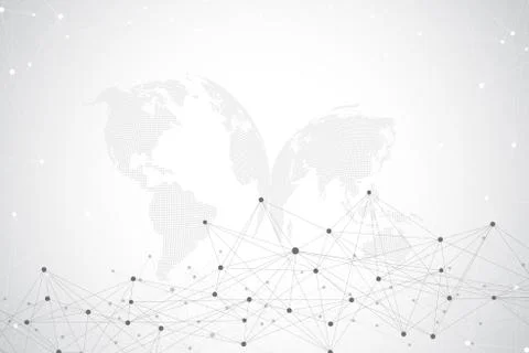 Big data visualization with a world globe. Abstract vector background with Stock Illustration