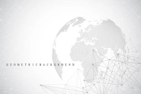 Big data visualization with a world globe. Abstract vector background with Illustrazione stock