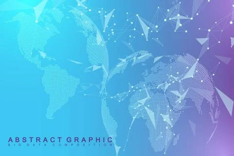 Big data visualization with a world globe. Abstract vector background with Illustrazione stock