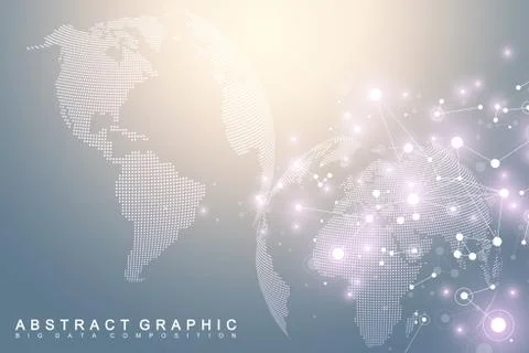 Big data visualization with a world globe. Abstract vector background with Stock Illustration