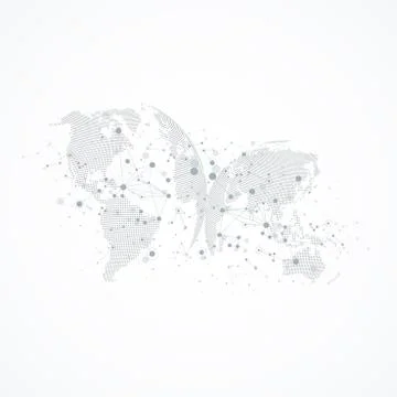Big data visualization with a world globe. Abstract vector background with Illustrazione stock