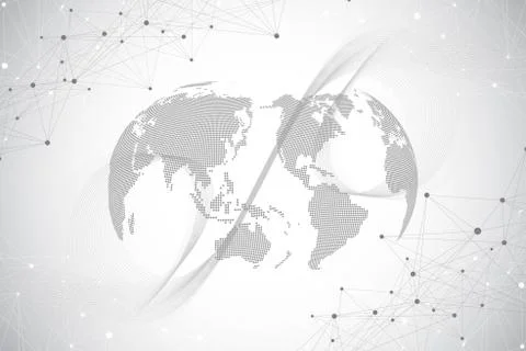 Big data visualization with a world globe. Abstract vector background with イラスト素材