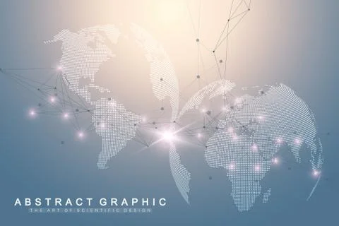 Big data visualization with a world globe. Abstract vector background with Illustrazione stock