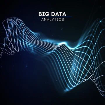 Big data wave on dark background. Futuristic cyber technology innovation Stock Illustration