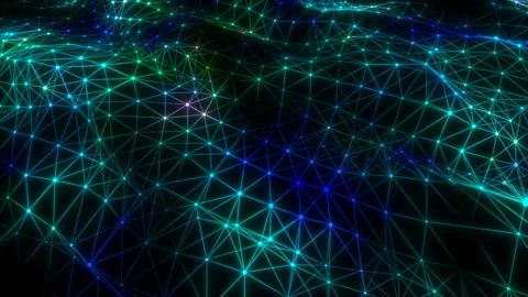 Big data wave of particles. Futuristic neon glowing surface. Abstract motion Stock Footage 108127736