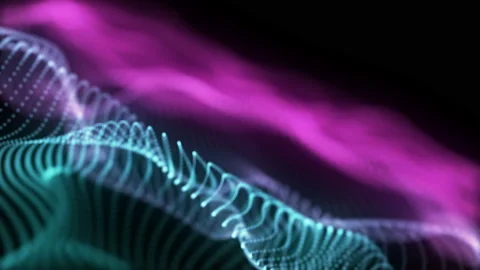 Big data wave of particles. Futuristic green neon glowing surface Stock Footage 112107121