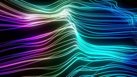Big data wave of particles. Futuristic green neon glowing surface Stock Footage 112113052