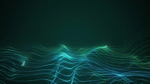 Big data wave of particles. Futuristic neon glowing surface. Stock Footage 112223034
