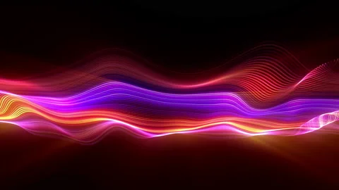 Big data wave of particles. Futuristic neon glowing surface. Stock Footage