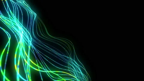Big data wave of particles. Futuristic neon glowing surface. Stock Footage 112224424