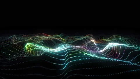 Big data wave of particles. Futuristic neon glowing surface. Stock Footage 112234935