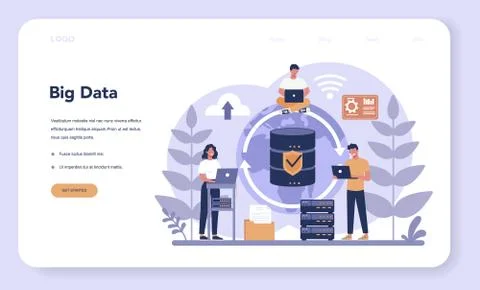 Big data web banner or landing page. Modern computer イラスト素材