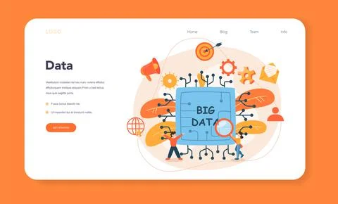 Big data web banner or landing page. Modern computer technology. Stock Illustration