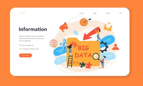 Big data web banner or landing page. Modern computer technology. Stock Illustration