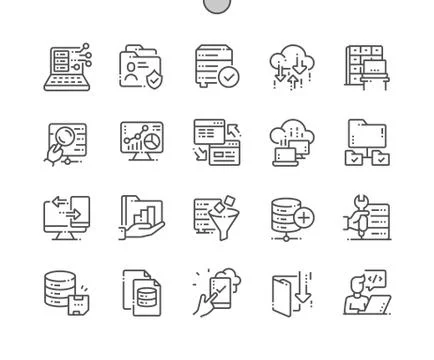 Big Data Well-crafted Pixel Perfect Vector Thin Line Icons 30 2x Grid for Web Stock Illustration