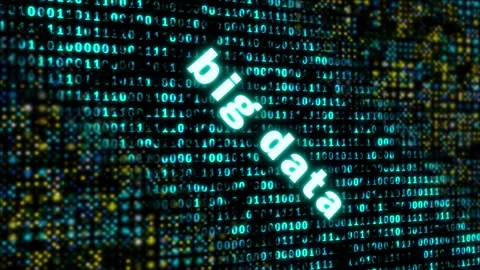 Big data word on moving binary code background Stock Footage 253555064