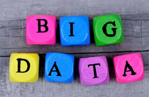 Big data words on table Stock Photos