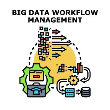 Big data workflow management process analyzing information Stock Illustration