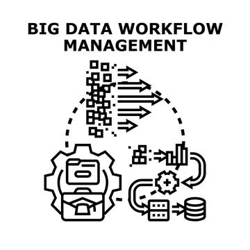 Big data workflow management process analyzing information Stock Illustration