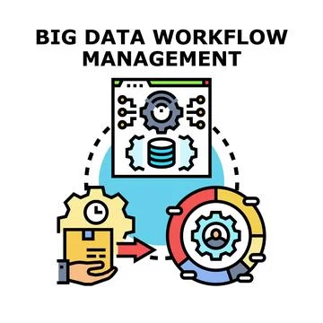 Big data workflow management processing system vector concept Stock Illustration