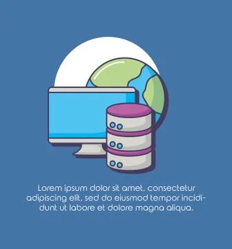 Big data world computer server innovation Stock Illustration