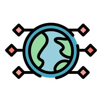 Big data world icon vector flat 스톡 일러스트