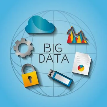 Big data world network digital media イラスト素材