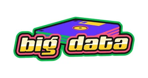 Big data Y2K groovy sticker or funky label Stock Illustration